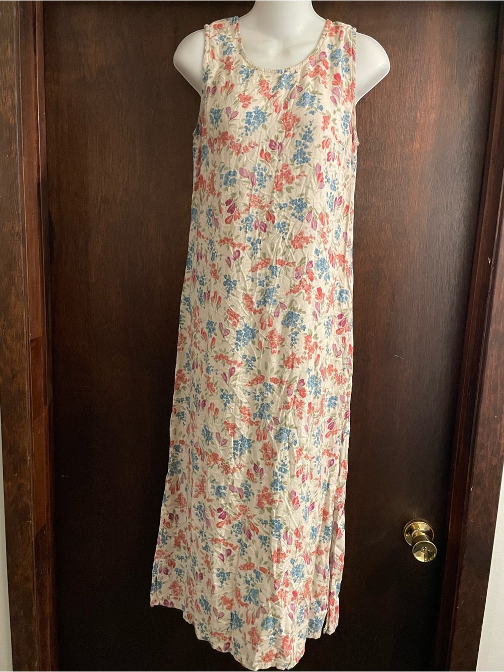 Ease Sport Brand Vintage Women's size 10 White & Pink Floral Sheath Dress 90's